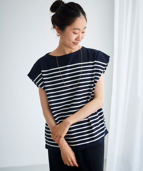 le.coeur blanc(ルクールブラン)の「パネルボーダータックスリーブカットソー(Tシャツ/カットソー・レディース・ホワイト系その他/オレンジ系その他/ブルー系その他4・38)」の17枚目の写真