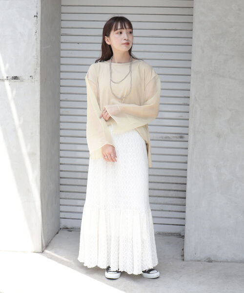 fredy emue(フレディエミュ)の「シアー袖Tシャツ(Tシャツ/カットソー・レディース・ブラック/ベージュ/オフホワイト・38)」の17枚目の写真