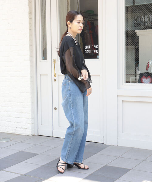 fredy emue(フレディエミュ)の「シアー袖Tシャツ(Tシャツ/カットソー・レディース・ブラック/ベージュ/オフホワイト・38)」の18枚目の写真