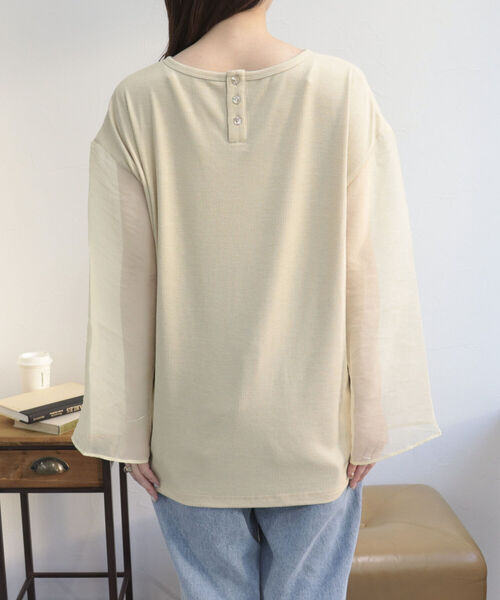 fredy emue(フレディエミュ)の「シアー袖Tシャツ(Tシャツ/カットソー・レディース・ブラック/ベージュ/オフホワイト・38)」の19枚目の写真