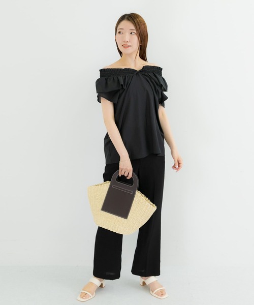 HEYUMM（ヘユム）の「2WAYシャーリングフリルブラウス（シャツ/ブラウス・レディース・ホワイト/ライトブルー/ブラック・ONE）」の8枚目の写真