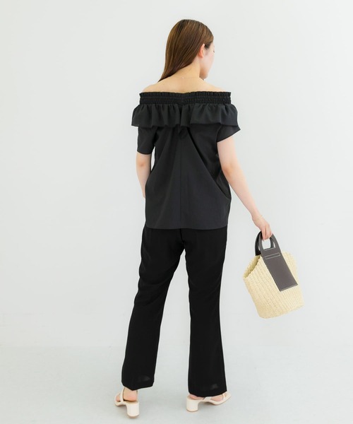 HEYUMM（ヘユム）の「2WAYシャーリングフリルブラウス（シャツ/ブラウス・レディース・ホワイト/ライトブルー/ブラック・ONE）」の10枚目の写真