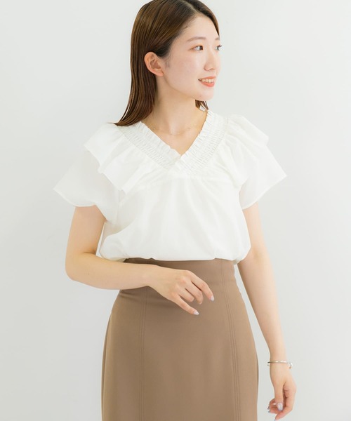 HEYUMM(ヘユム)の「2WAYシャーリングフリルブラウス(シャツ/ブラウス・レディース・ホワイト/ライトブルー/ブラック・ONE)」の13枚目の写真