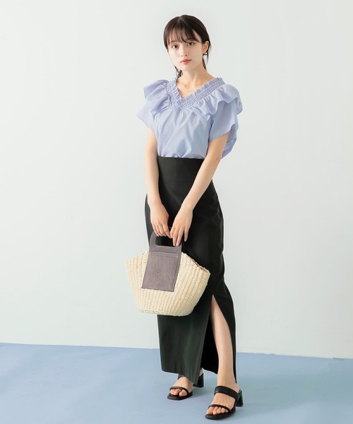HEYUMM(ヘユム)の「2WAYシャーリングフリルブラウス(シャツ/ブラウス・レディース・ホワイト/ライトブルー/ブラック・ONE)」の22枚目の写真