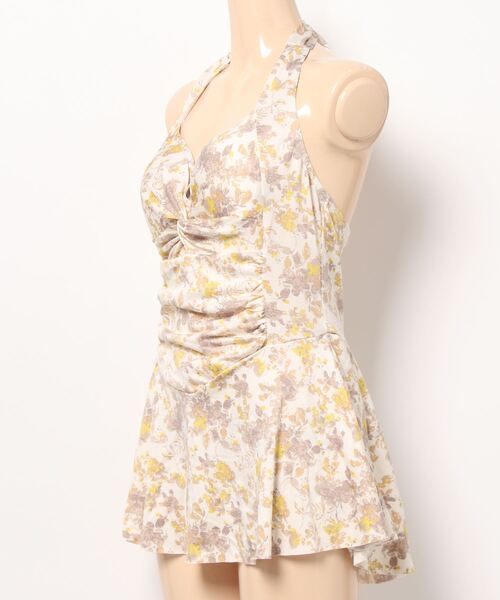 MAISON DE THERESE（メゾン ド テレーズ）の「花柄ギャザー水着ワンピース（水着・レディース・ベージュ/ピンク・L/M/S）」の3枚目の写真