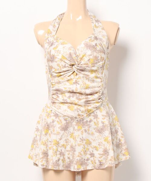 MAISON DE THERESE（メゾン ド テレーズ）の「花柄ギャザー水着ワンピース（水着・レディース・ベージュ/ピンク・L/M/S）」の11枚目の写真