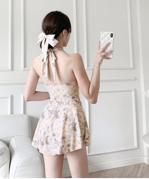 MAISON DE THERESE（メゾン ド テレーズ）の「花柄ギャザー水着ワンピース（水着・レディース・ベージュ/ピンク・L/M/S）」の10枚目の写真