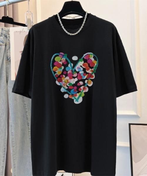 gossip！ロサンゼルス（ゴシップロサンゼルス）の「YUGA　ハートプリント　Tシャツ（Tシャツ/カットソー・レディース・ブラック/ホワイト・FREE）」の8枚目の写真