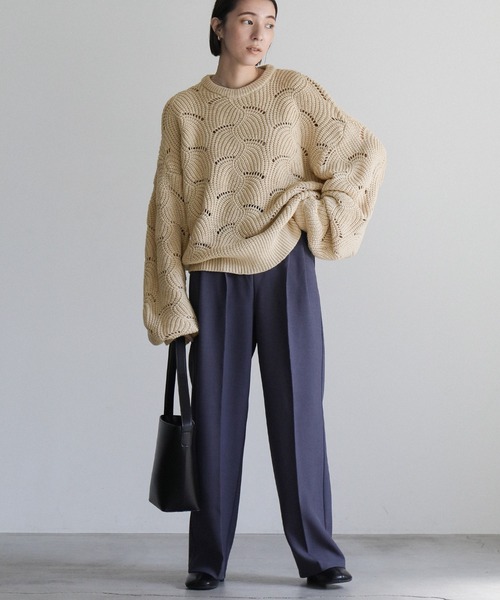 select MOCA（セレクトモカ）の「リーフモチーフボリュームニット（ニット/セーター・レディース・アイボリー/ブラック/カーキ・FREE）」の19枚目の写真