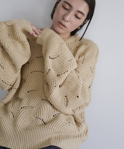 select MOCA（セレクトモカ）の「リーフモチーフボリュームニット（ニット/セーター・レディース・アイボリー/ブラック/カーキ・FREE）」の17枚目の写真
