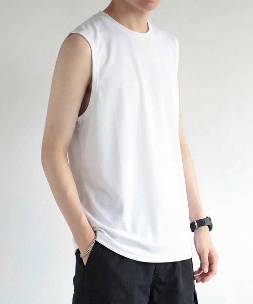 Printstar（プリントスター）の「ジムやトレーニングにも！【Printstar】interlock dry sleeveless tanktop / インターロック ドライ ノースリーブ タンクトップ 吸水速乾 UVカット 紫外線対策 00353（タンクトップ・メンズ・ロイヤルブルー/ダークグレー/ブラック/ネイビー/レッド/ホワイト・LL/3L/S/M/L）」の2枚目の写真