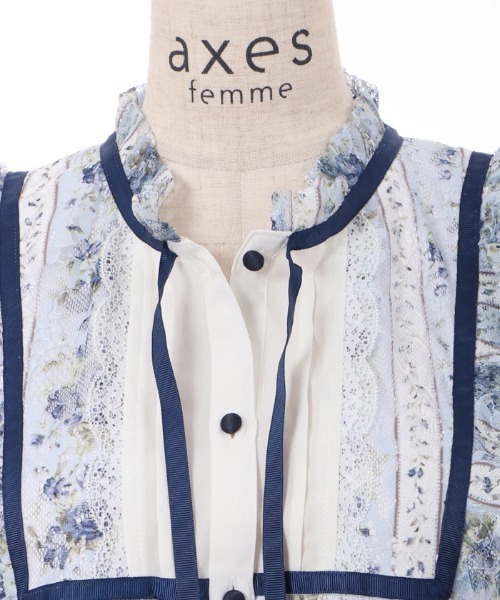 axes femme(アクシーズファム)の「ストライプローズ柄レースワンピース(ワンピース・レディース・サックスブルー/ラベンダー/ピンク・FREE)」の9枚目の写真