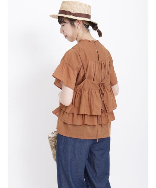 Samansa Mos2(サマンサ モスモス)の「キャミ付ブラウス(シャツ/ブラウス・レディース・ブラック/ベージュ/キャメル・F)」の1枚目の写真