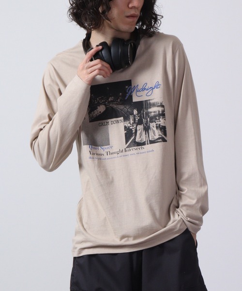 FUNALIVE（ファンアライブ）の「フォトプリント ロングスリーブTシャツ（Tシャツ/カットソー・メンズ・カーキ/インディゴブルー/ブルー/ブラック/ホワイト/ベージュ/ネイビー/ワイン/ライトブラック/ブラック系その他/ホワイト系2/ピンク・M/LL/L）」の7枚目の写真