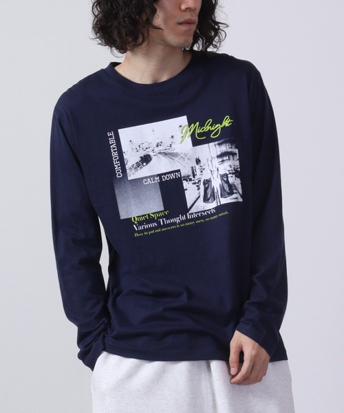 FUNALIVE（ファンアライブ）の「フォトプリント ロングスリーブTシャツ（Tシャツ/カットソー・メンズ・カーキ/インディゴブルー/ブルー/ブラック/ホワイト/ベージュ/ネイビー/ワイン/ライトブラック/ブラック系その他/ホワイト系2/ピンク・M/LL/L）」の9枚目の写真