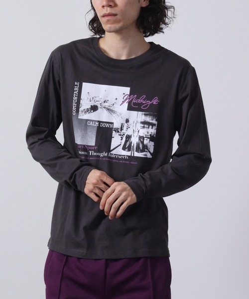 FUNALIVE（ファンアライブ）の「フォトプリント ロングスリーブTシャツ（Tシャツ/カットソー・メンズ・カーキ/インディゴブルー/ブルー/ブラック/ホワイト/ベージュ/ネイビー/ワイン/ライトブラック/ブラック系その他/ホワイト系2/ピンク・M/LL/L）」の6枚目の写真