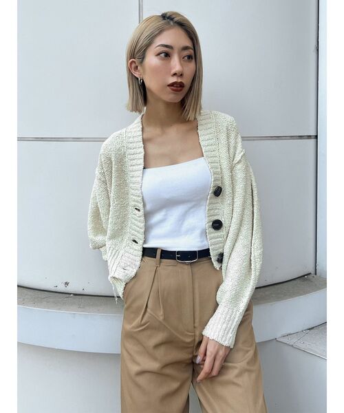 EMODA（エモダ）の「クラッシュリブショートカーディガン（カーディガン/ボレロ・レディース・イエロー/パープル/アイボリー/ブラック・FREE）」の15枚目の写真