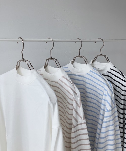 AS KNOW AS plus(アズノゥアズプラス)の「☆モックネックにボリューム袖ロンT(Tシャツ/カットソー・レディース・ブラック系/ベージュ系/サックスブルー系/オフホワイト・FREE)」の8枚目の写真