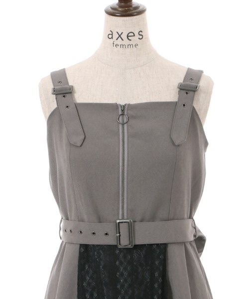 axes femme(アクシーズファム)の「バイカラーレースジャンスカ(ジャンパースカート・レディース・レッド/グリーン/グレー/カーキ・FREE)」の18枚目の写真