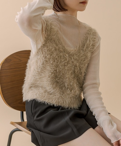 mline（エムライン）の「[mline]シャギー2WAYベスト（ベスト・レディース・アイボリー/ブラック/ベージュ・FREE）」の17枚目の写真