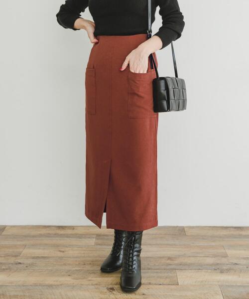 ITEMS URBANRESEARCH（アイテムズ アーバンリサーチ）の「パイルポンチポケットタイトスカート（スカート・レディース・レッド系その他/ベージュ/チャコールグレー・FREE）」の3枚目の写真