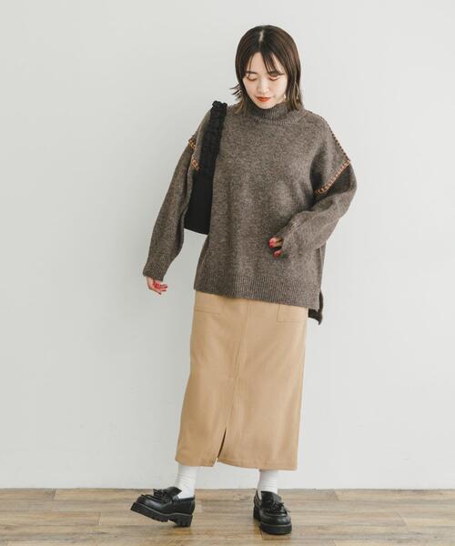 ITEMS URBANRESEARCH（アイテムズ アーバンリサーチ）の「パイルポンチポケットタイトスカート（スカート・レディース・レッド系その他/ベージュ/チャコールグレー・FREE）」の7枚目の写真