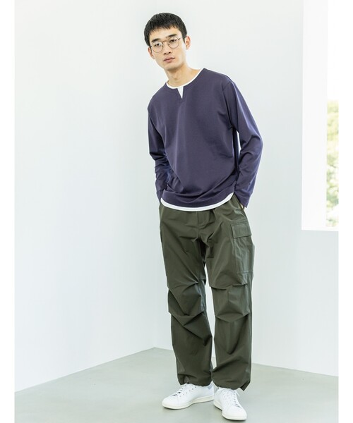 THE SHOP TK (ザ ショップ ティーケー )の「◆【1枚でサマになる人気シリーズ/新色追加】ポンチキーネックロンT(Tシャツ/カットソー・メンズ・ベージュ/オフホワイト/ダークパープル/モスグリーン/ブルー系その他・04/03/02)」の21枚目の写真