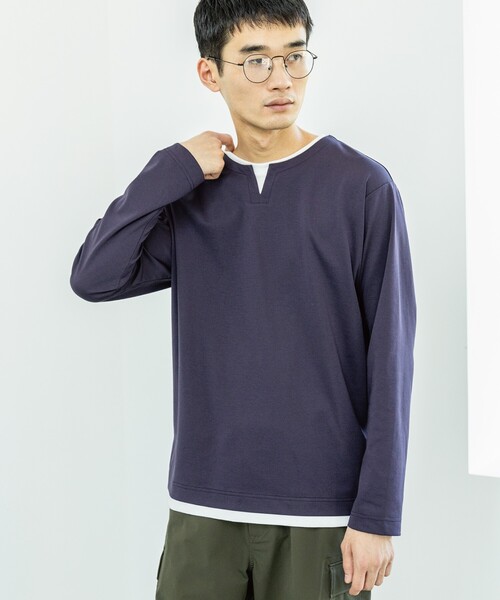 THE SHOP TK (ザ ショップ ティーケー )の「◆【1枚でサマになる人気シリーズ/新色追加】ポンチキーネックロンT(Tシャツ/カットソー・メンズ・ベージュ/オフホワイト/ダークパープル/モスグリーン/ブルー系その他・04/03/02)」の22枚目の写真