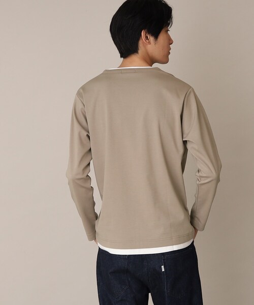 THE SHOP TK (ザ ショップ ティーケー )の「◆【1枚でサマになる人気シリーズ/新色追加】ポンチキーネックロンT(Tシャツ/カットソー・メンズ・ベージュ/オフホワイト/ダークパープル/モスグリーン/ブルー系その他・04/03/02)」の6枚目の写真