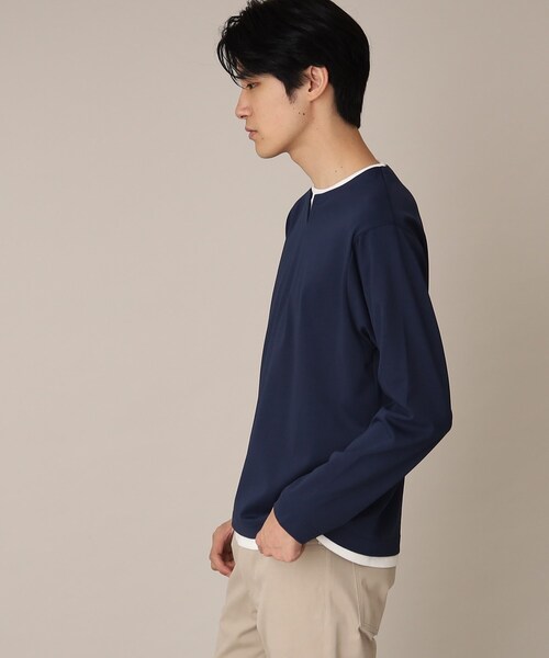 THE SHOP TK (ザ ショップ ティーケー )の「◆【1枚でサマになる人気シリーズ/新色追加】ポンチキーネックロンT(Tシャツ/カットソー・メンズ・ベージュ/オフホワイト/ダークパープル/モスグリーン/ブルー系その他・04/03/02)」の11枚目の写真