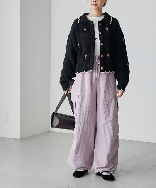 forksy.（フォルクシー）の「【forksy.】サスペンダー付きボリュームナイロンカーゴパンツ（カーゴパンツ・レディース・カーキ/チャコール/ラベンダー・FREE）」の14枚目の写真