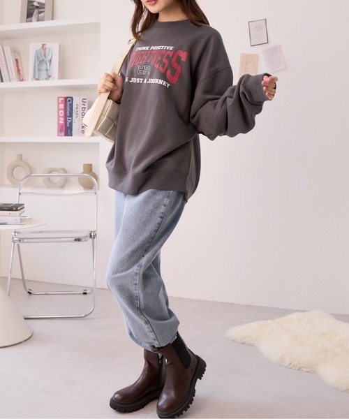 Ada.(エイダ)の「ロックプリント裏起毛スウェット(スウェット・レディース・オフホワイト/チャコール/ベージュ/マスタード・FREE)」の7枚目の写真