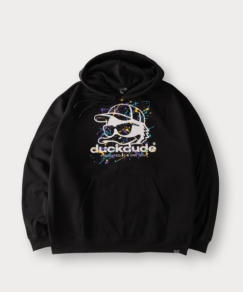 Duck Dude（ダックデュード）の「【DUCKDUDE／ダックデュード】SPLASH DUCK フーディー/ビッグシルエット/裏起毛（パーカー・メンズ・アッシュグレー/カーキ/ブラック・L/XL/M）」の6枚目の写真