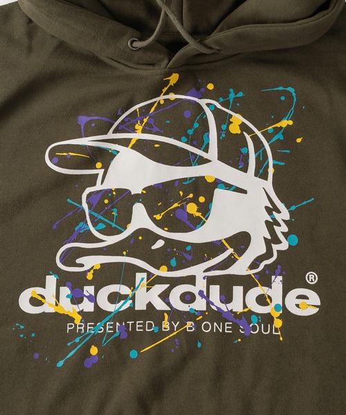 Duck Dude（ダックデュード）の「【DUCKDUDE／ダックデュード】SPLASH DUCK フーディー/ビッグシルエット/裏起毛（パーカー・メンズ・アッシュグレー/カーキ/ブラック・L/XL/M）」の13枚目の写真
