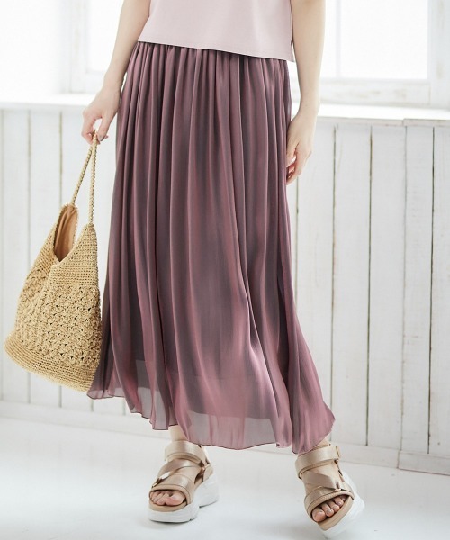 12Twelve Agenda（トゥエルブ　アジェンダ）の「【ロングセラー】シアーラメヨーリューロングスカート（スカート・レディース・アイボリー/ネイビー/チャコールグレー/グレー/ミント/ピンク/ブラウン・M）」の4枚目の写真