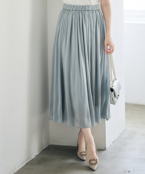 12Twelve Agenda（トゥエルブ　アジェンダ）の「【ロングセラー】シアーラメヨーリューロングスカート（スカート・レディース・アイボリー/ネイビー/チャコールグレー/グレー/ミント/ピンク/ブラウン・M）」の5枚目の写真