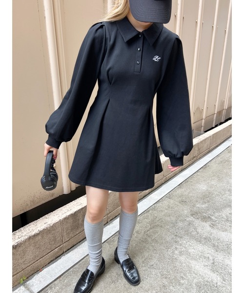 PHILLY(フィリー)の「【PHILLY】パフスリーブポロワンピース(ワンピース・レディース・グレー/ブラック・FREE)」の7枚目の写真