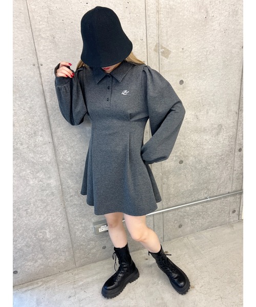 PHILLY(フィリー)の「【PHILLY】パフスリーブポロワンピース(ワンピース・レディース・グレー/ブラック・FREE)」の9枚目の写真