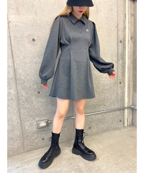 PHILLY(フィリー)の「【PHILLY】パフスリーブポロワンピース(ワンピース・レディース・グレー/ブラック・FREE)」の10枚目の写真