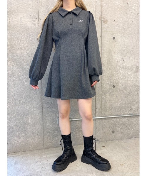 PHILLY(フィリー)の「【PHILLY】パフスリーブポロワンピース(ワンピース・レディース・グレー/ブラック・FREE)」の12枚目の写真