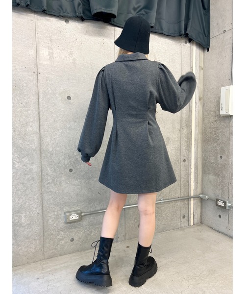 PHILLY(フィリー)の「【PHILLY】パフスリーブポロワンピース(ワンピース・レディース・グレー/ブラック・FREE)」の16枚目の写真