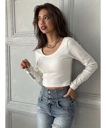 GYDA | BACK OPEN クルーネック TOPS(Tシャツ/カットソー)