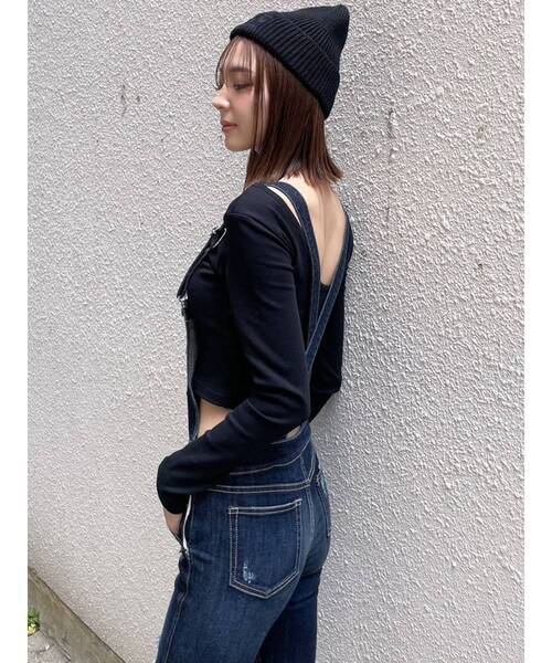 GYDA（ジェイダ）の「BACK OPEN クルーネック TOPS（Tシャツ/カットソー・レディース・オフホワイト/ブラック・FREE）」の19枚目の写真