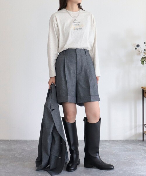 fredy emue（フレディエミュ）の「ロゴロンT（Tシャツ/カットソー・レディース・ライトグレー/オフホワイト/グレイッシュブルー/チャコールグレー・38）」の13枚目の写真