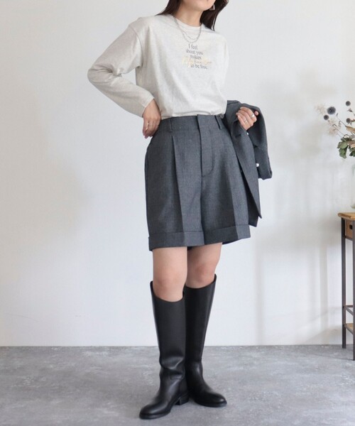 fredy emue（フレディエミュ）の「ロゴロンT（Tシャツ/カットソー・レディース・ライトグレー/オフホワイト/グレイッシュブルー/チャコールグレー・38）」の14枚目の写真