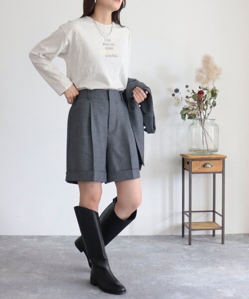 fredy emue（フレディエミュ）の「ロゴロンT（Tシャツ/カットソー・レディース・ライトグレー/オフホワイト/グレイッシュブルー/チャコールグレー・38）」の15枚目の写真