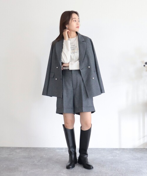 fredy emue（フレディエミュ）の「ロゴロンT（Tシャツ/カットソー・レディース・ライトグレー/オフホワイト/グレイッシュブルー/チャコールグレー・38）」の17枚目の写真