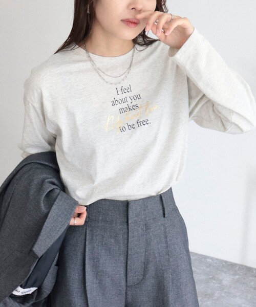 fredy emue（フレディエミュ）の「ロゴロンT（Tシャツ/カットソー・レディース・ライトグレー/オフホワイト/グレイッシュブルー/チャコールグレー・38）」の20枚目の写真