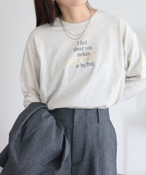 fredy emue（フレディエミュ）の「ロゴロンT（Tシャツ/カットソー・レディース・ライトグレー/オフホワイト/グレイッシュブルー/チャコールグレー・38）」の21枚目の写真