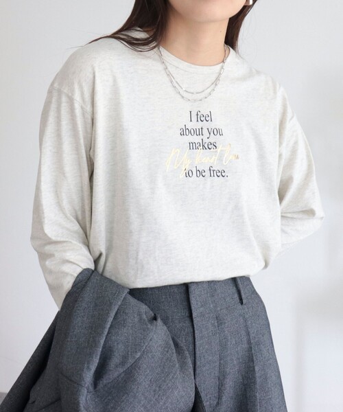 fredy emue（フレディエミュ）の「ロゴロンT（Tシャツ/カットソー・レディース・ライトグレー/オフホワイト/グレイッシュブルー/チャコールグレー・38）」の22枚目の写真